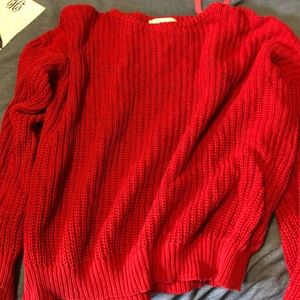 Fisherman pullover knit red sweater